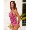 CUPSHE Women’s One Piece Swimsuit Tummy Control V Neck Bathing Suits(Raspberry Pink Floral)