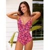 CUPSHE Women’s One Piece Swimsuit Tummy Control V Neck Bathing Suits(Raspberry Pink Floral)