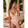 CUPSHE Women’s One Piece Swimsuit Tummy Control V Neck Bathing Suits(Yellow/Pink/Purple)