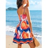 CUPSHE Women’s Smocked Floral Mini Sundress Square Neck Spaghetti Strap Flowy A Line Dress Summer Casual Beach Short Dress(Orange Floral)