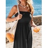 CUPSHE Women’s Summer Beach Vacation Dress Boho Smocked Maxi Sundress Casual Long Flowy Spaghetti Strap Dresses(Black)