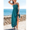 CUPSHE Women’s Summer Beach Vacation Dress Boho Smocked Maxi Sundress Casual Long Flowy Spaghetti Strap Dresses(Green)