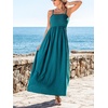 CUPSHE Women’s Summer Beach Vacation Dress Boho Smocked Maxi Sundress Casual Long Flowy Spaghetti Strap Dresses(Green)