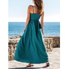 CUPSHE Women’s Summer Beach Vacation Dress Boho Smocked Maxi Sundress Casual Long Flowy Spaghetti Strap Dresses(Green)