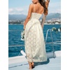 CUPSHE Women’s Summer Boho Lace Maxi Dress V Neck Spaghetti Strap Sleeveless Flowy Beach Vacation Sundress with Tassel(Beige)