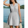 CUPSHE Womens Summer Dress Sleeveless Button Ruffled Casual Striped Shirt Dress A-Line Mini Dress Beach Vacation Sundress(Black Striped)