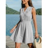 CUPSHE Womens Summer Dress Sleeveless Button Ruffled Casual Striped Shirt Dress A-Line Mini Dress Beach Vacation Sundress(Black Striped)