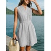 CUPSHE Womens Summer Dress Sleeveless Button Ruffled Casual Striped Shirt Dress A-Line Mini Dress Beach Vacation Sundress(Black Striped)