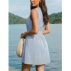 CUPSHE Womens Summer Dress Sleeveless Button Ruffled Casual Striped Shirt Dress A-Line Mini Dress Beach Vacation Sundress(Blue Striped)