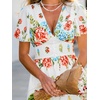 CUPSHE Women’s Summer Dresses 2026 Floral V Neck Short Sleeve A Line Sundress Casual Boho Beach Vacation Cute Flowy Dress(White Floral)