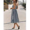 CUPSHE Women’s Summer Dresses Floral Sleeveless Square Neck Spaghetti Straps Cute Midi Dress(Navy)