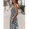 CUPSHE Women’s Summer Dresses Floral Sleeveless Square Neck Spaghetti Straps Cute Midi Dress(Navy)