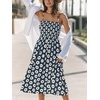 CUPSHE Women’s Summer Dresses Floral Sleeveless Square Neck Spaghetti Straps Cute Midi Dress(Navy)