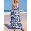 CUPSHE Womens Summer Maxi Dress 2026 Sleeveless Long Sundresses Spaghetti Strap Flowy Boho Beach Vacation Dress(Blue Floral)