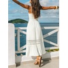 CUPSHE Women’s Summer Maxi Dresses Spaghetti Strap Lace Trim Tiered Flowy Boho Beach Vacation Sundress Wedding Guest Dress(White)