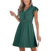 CUPSHE Summer Dress for Women Casual Spring V Neck Lace Appliques Cap Sleeves Hollow Out Beach Mini Dress(Green)