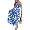 CUPSHE Summer Maxi Dress for Women Casual Beach Vacation Dress Spaghetti Strap Ruched Sleeveless Sundress A Line Resort Wear(Blue Abstract)