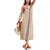 CUPSHE Women’s Boho Maxi Dress Summer Sleeveless V Neck Casual Printed Loose Long A Line Beach Vacation Flowy Sundress(Apricot)