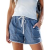 CUPSHE Women’s Denim Shorts Smocked Waist Drawstring Rolled Hem Pocket Casual Summer Vacation(Blue)