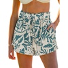 CUPSHE Women’s Striped Shorts High Waist Smocked Drawstring Pocket Short(Teal)