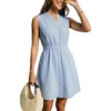 CUPSHE Womens Summer Dress Sleeveless Button Ruffled Casual Striped Shirt Dress A-Line Mini Dress Beach Vacation Sundress(Blue Striped)