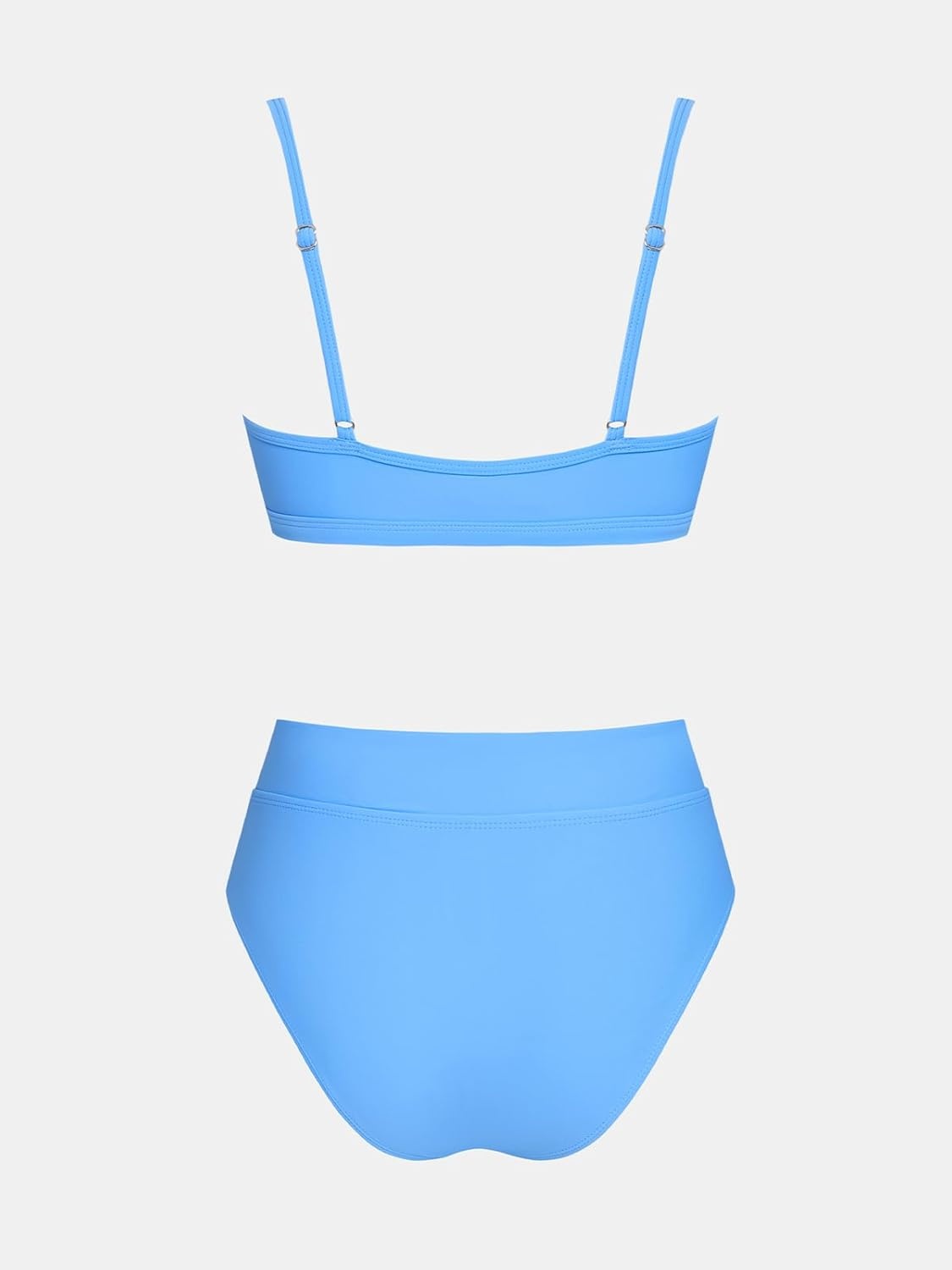 image:imageCUPSHE Bikini Set for Women Two Piece Swimsuits Cut Out High Waisted Scoop Neck V Cut BottomCornflower Blue