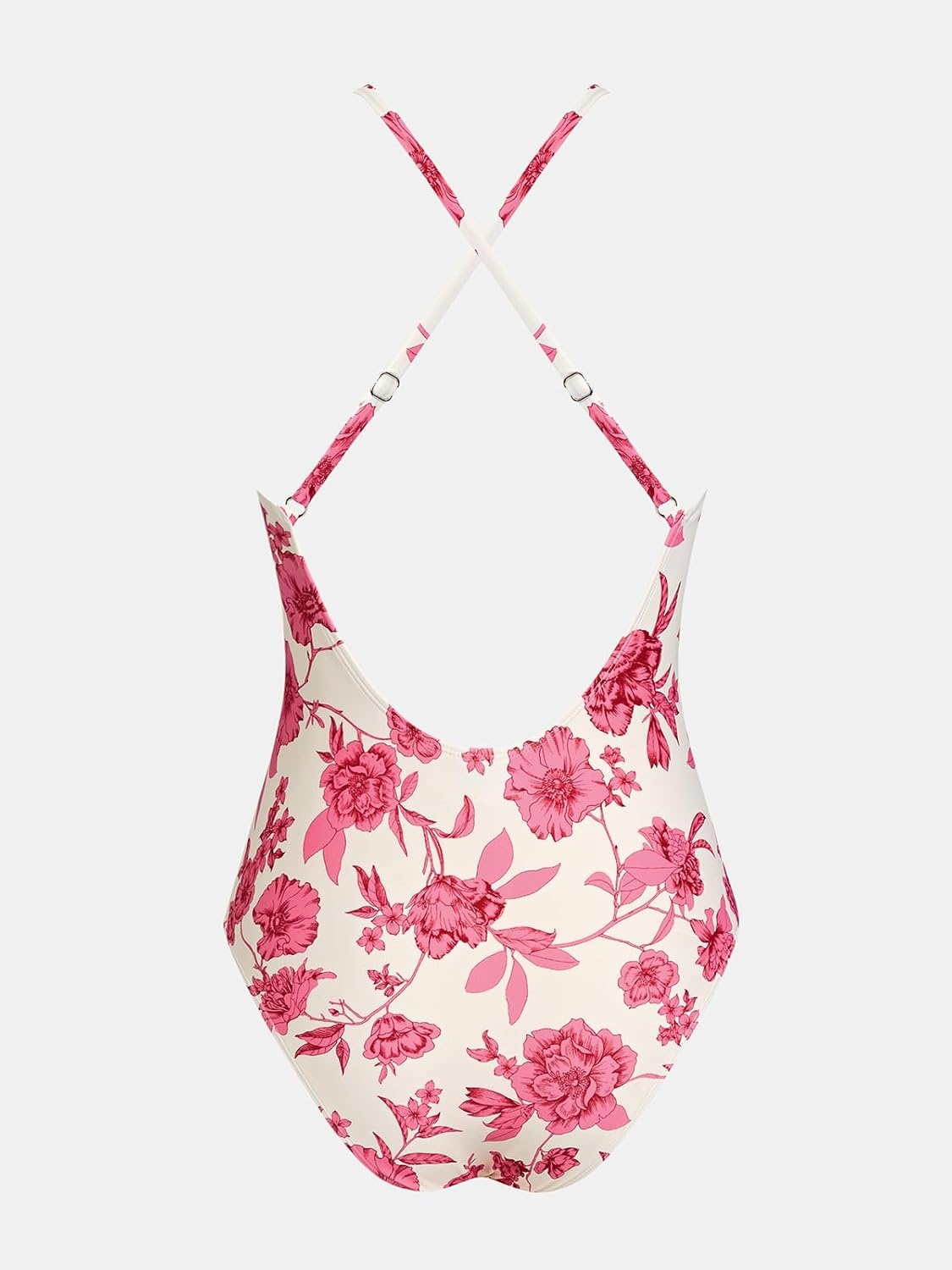image:imageCUPSHE Women Swimsuit One Piece Bathing Suit Deep V Neck Crisscross Back Adjustable StrapBeigePink Floral