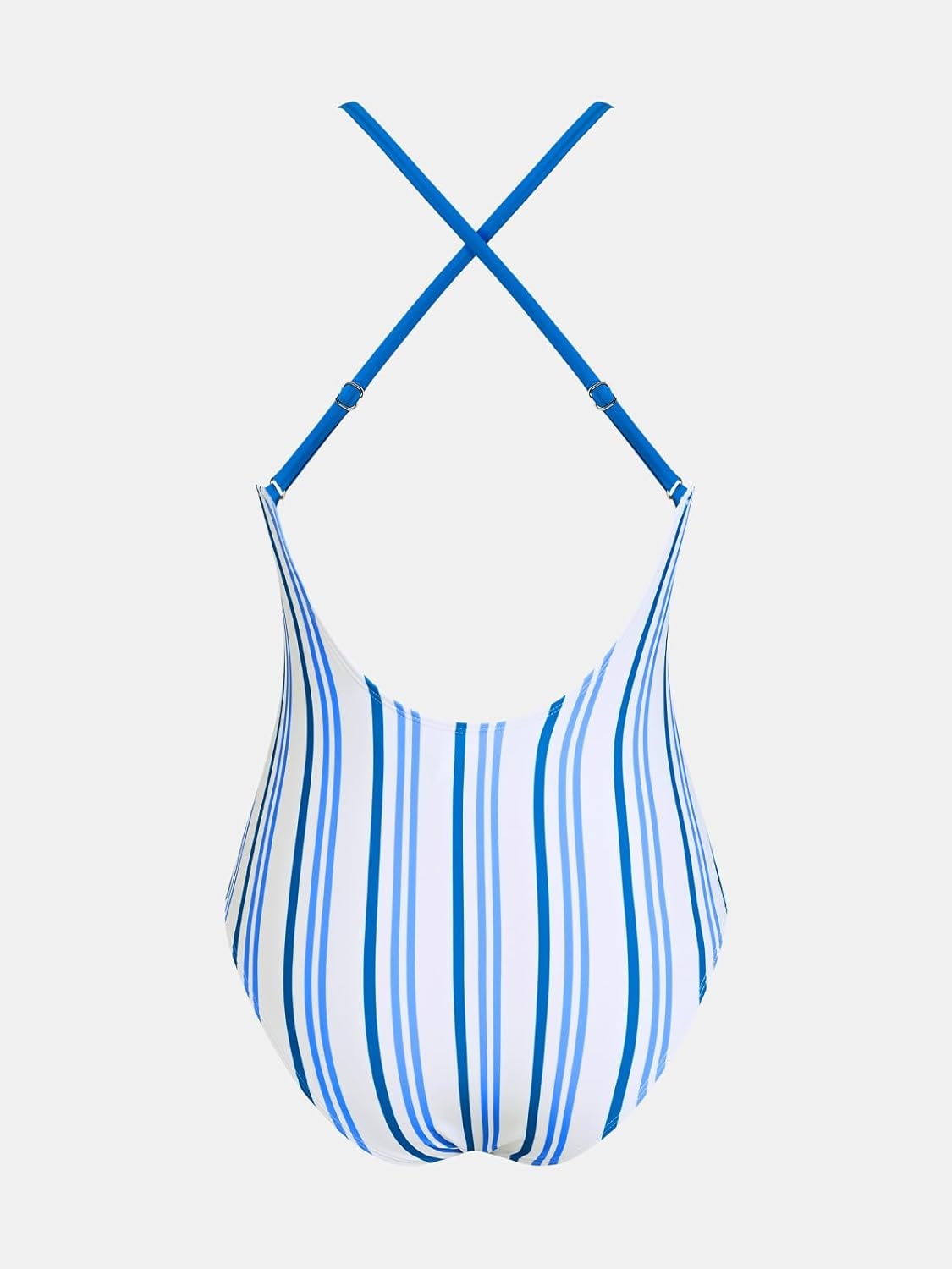 image:imageCUPSHE Women Swimsuit One Piece Bathing Suit Deep V Neck Crisscross Back Adjustable StrapBlue Striped