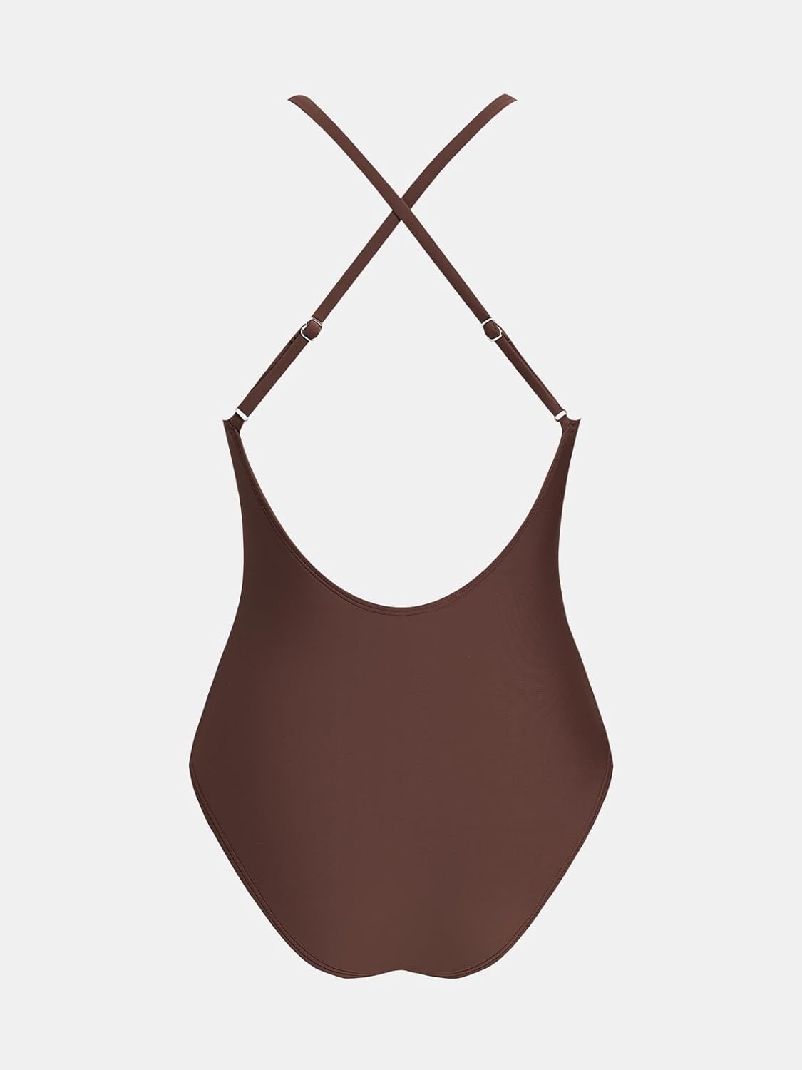 image:imageCUPSHE Women Swimsuit One Piece Bathing Suit Deep V Neck Crisscross Back Adjustable StrapChocolate Brown