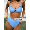 CUPSHE Bikini Set for Women Two Piece Swimsuits Cut Out High Waisted Scoop Neck V Cut Bottom(Cornflower Blue)