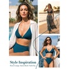 CUPSHE Two Piece Swimsuit for Women Bikini Set High Waisted V Neck O Ring Removable Straps Ruching Bathing Suits(Teal)