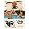 CUPSHE Women’s Bikini Set High Waisted Tummy Control Two Piece Swimsuit Scoop Neck Color Block Bathing Suit Ruched(Chocolate Brown/Floral)