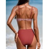 CUPSHE Women’s Bikini Set High Waisted V Neck Two Piece Swimsuit Drawstring Back Hook Adjustable Straps Bathing Suit(Brick Red/Paisley)