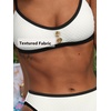 CUPSHE Women’s Bikini Set Two Piece Swimsuit High Waisted Bathing Suit Scoop Neck Cheeky Textured Crossback Self Tie(Black/White)