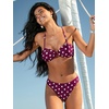 CUPSHE Women’s Bikini Set Two Piece Swimsuit Low Rise Bathing Suit Sweetheart Neck Crossback Self Tie Swimwear(Burgundy Red/Polka Dots)
