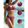 CUPSHE Women’s Bikini Set Two Piece Swimsuit Low Rise Bathing Suit Sweetheart Neck Crossback Self Tie Swimwear(Burgundy Red/Polka Dots)