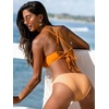 CUPSHE Women’s Bikini Set Two Piece Swimsuit Scoop Neck Bathing Suit Front Cutout Crossback Self Tie Reversible Bottom(Orange/Geometric)