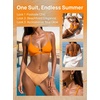 CUPSHE Women’s Bikini Set Two Piece Swimsuit Scoop Neck Bathing Suit Front Cutout Crossback Self Tie Reversible Bottom(Orange/Geometric)