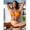 CUPSHE Women’s Bikini Set Two Piece Swimsuit Scoop Neck Bathing Suit Front Cutout Crossback Self Tie Reversible Bottom(Orange/Geometric)