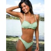 CUPSHE Women’s Bikini Sets Two Piece Swimsuit Scoop Neck Ruffle Back Self Tie Adjustable Straps Low Rise Bathing Suit(Green Stripes)