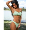 CUPSHE Women’s Bikini Sets Two Piece Swimsuit Scoop Neck Ruffle Back Self Tie Adjustable Straps Low Rise Bathing Suit(Green Stripes)