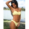 CUPSHE Women’s Bikini Sets Two Piece Swimsuit Scoop Neck Ruffle Back Self Tie Adjustable Straps Low Rise Bathing Suit(Yellow Stripes)