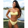 CUPSHE Women’s Bikini Sets Two Piece Swimsuit Scoop Neck Ruffle Back Self Tie Adjustable Straps Low Rise Bathing Suit(Yellow Stripes)