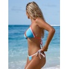 CUPSHE Women’s Bikini Sets Two Piece Swimsuit Sexy Low Rise Bathing Suit Halter String Tie Cheeky Color Block(Sky Blue/Pink/White)