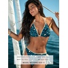CUPSHE Women’s Bikini Sets Two Piece Swimsuit Sexy Low Rise Bathing Suits Halter Strappy Tie Stitching(Teal/Leopard)