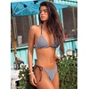 CUPSHE Women’s Bikini Sets Two Piece Swimsuit V Neck Textured Crossback Self Tie Low Rise Bathing Suit(Brown/Blue/Striped)