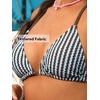 CUPSHE Women’s Bikini Sets Two Piece Swimsuit V Neck Textured Crossback Self Tie Low Rise Bathing Suit(Brown/Blue/Striped)