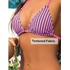 CUPSHE Women’s Bikini Sets Two Piece Swimsuit V Neck Textured Crossback Self Tie Low Rise Bathing Suit(Pink/Purple/Striped)