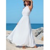 CUPSHE Women’s Summer Halter Maxi Dress Lace Crochet Sleeveless Flowy Boho Beach A Line Vacation Resort Wedding Guest Dress(White)