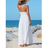 CUPSHE Women’s Summer Halter Maxi Dress Lace Crochet Sleeveless Flowy Boho Beach A Line Vacation Resort Wedding Guest Dress(White)